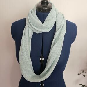 Mint Green Metallic Knit Infinity Scarf – Lightweight Sparkle Loop Scarf